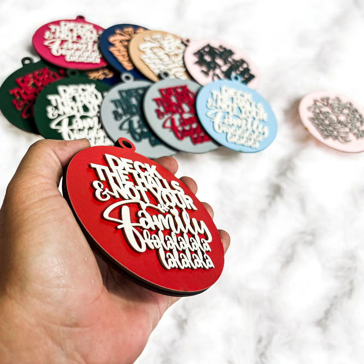 Imperfect Deck The Halls 3D Handcrafted Wooden Christmas Ornaments Set Limited Edition Hanging Decor - Image 17