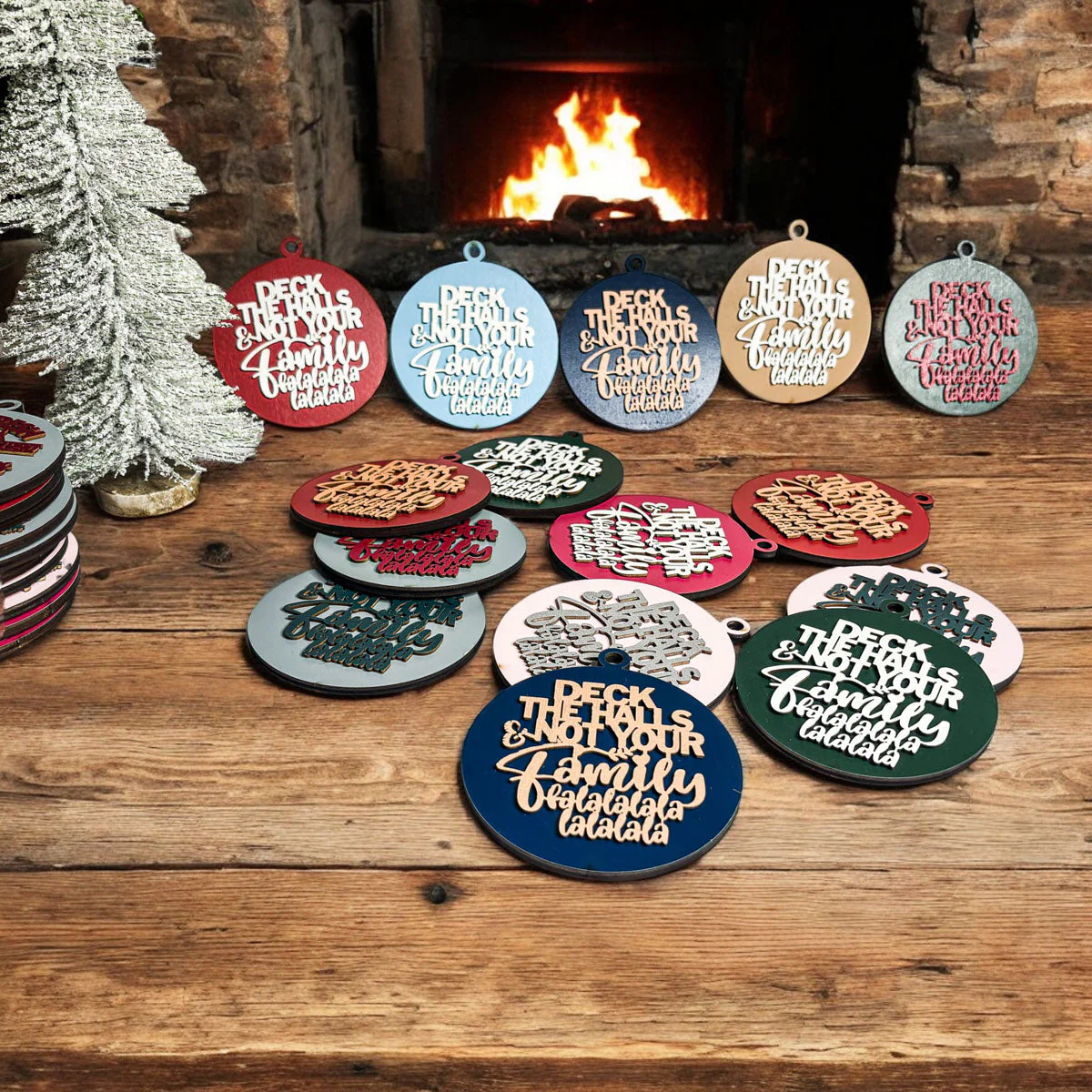 Imperfect Deck The Halls 3D Handcrafted Wooden Christmas Ornaments Set Limited Edition Hanging Decor - Image 4