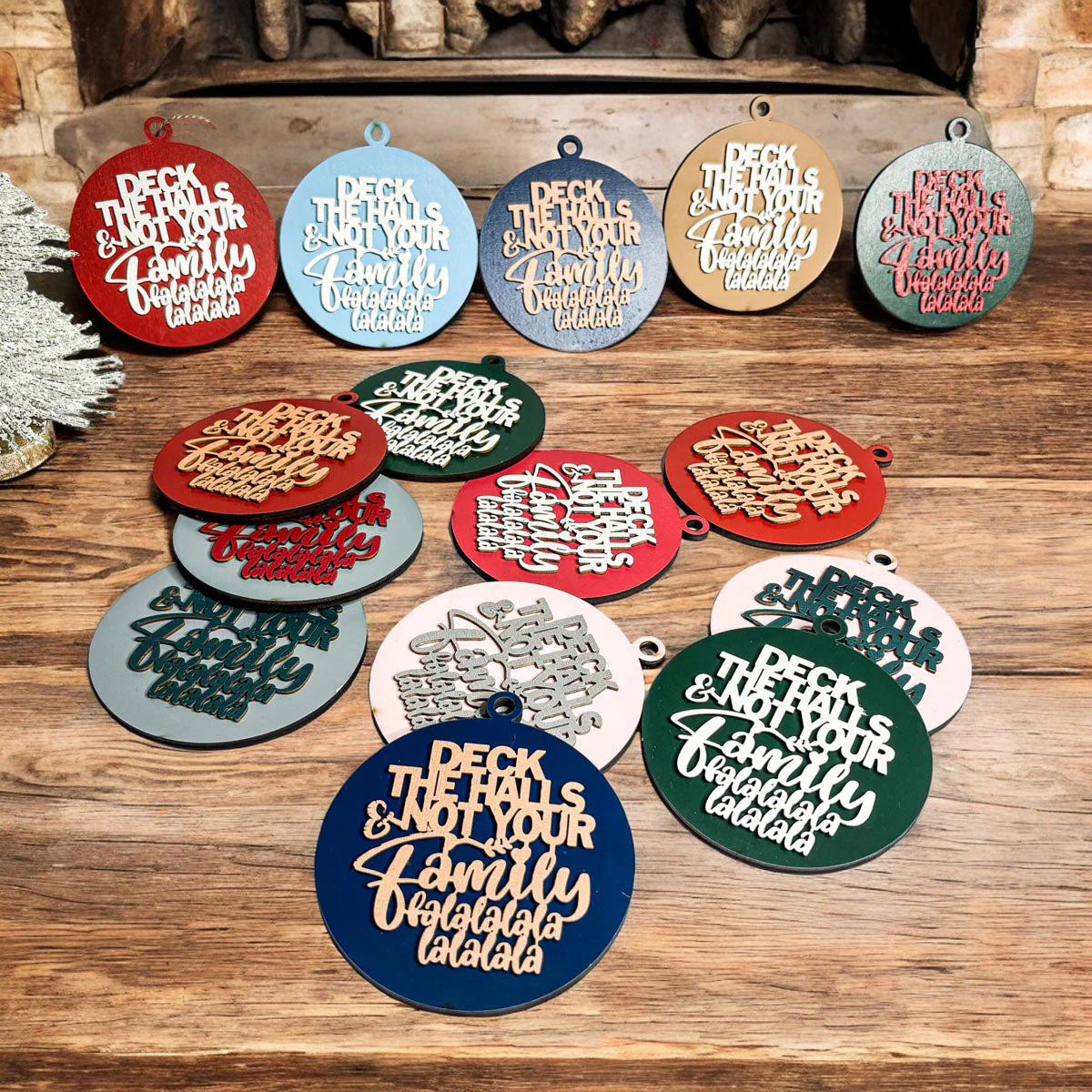 Imperfect Deck The Halls 3D Handcrafted Wooden Christmas Ornaments Set Limited Edition Hanging Decor - Image 41