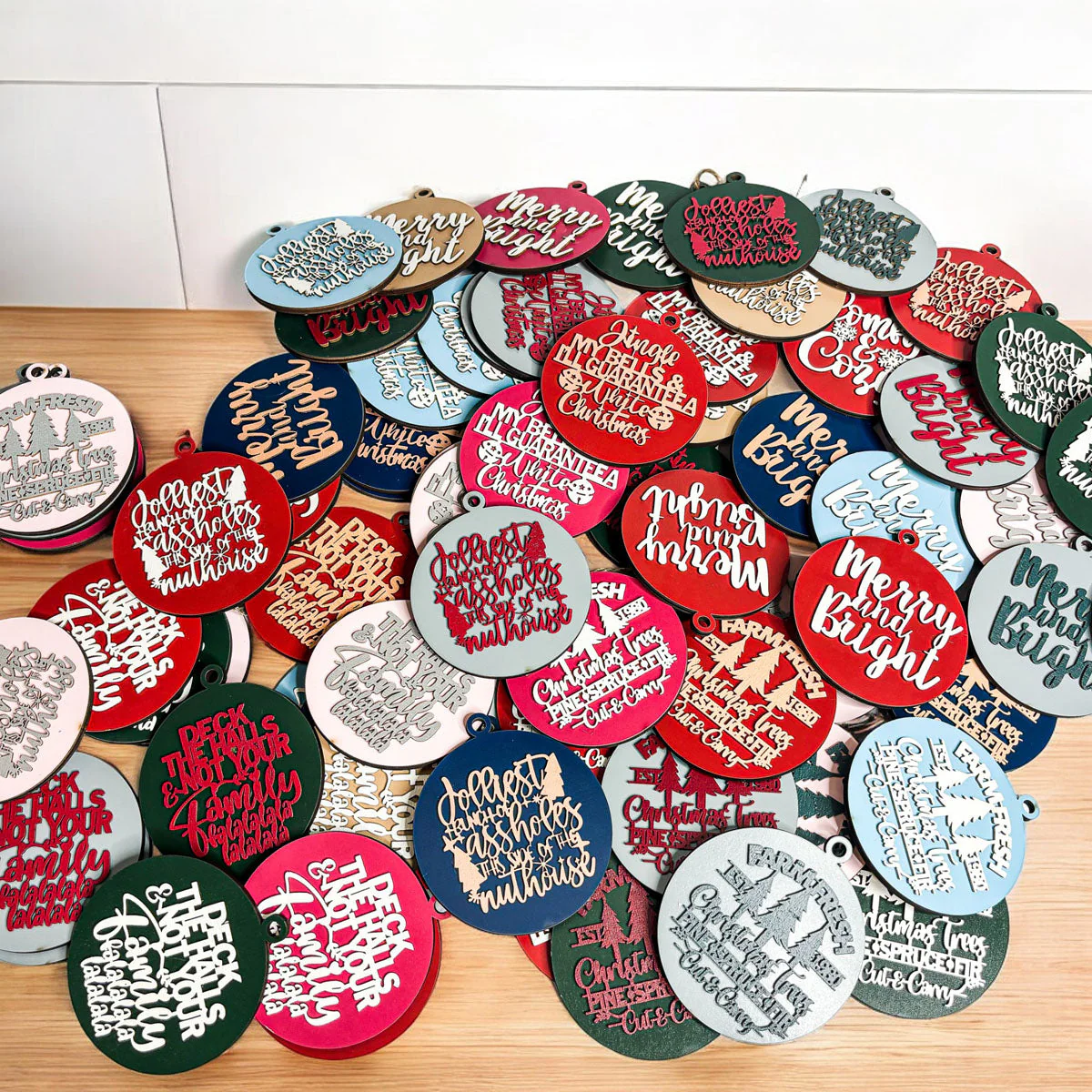 Imperfect Deck The Halls 3D Handcrafted Wooden Christmas Ornaments Set Limited Edition Hanging Decor - Image 42