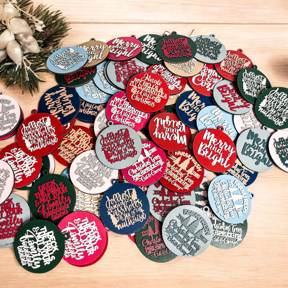 Imperfect Deck The Halls 3D Handcrafted Wooden Christmas Ornaments Set Limited Edition Hanging Decor - Image 44