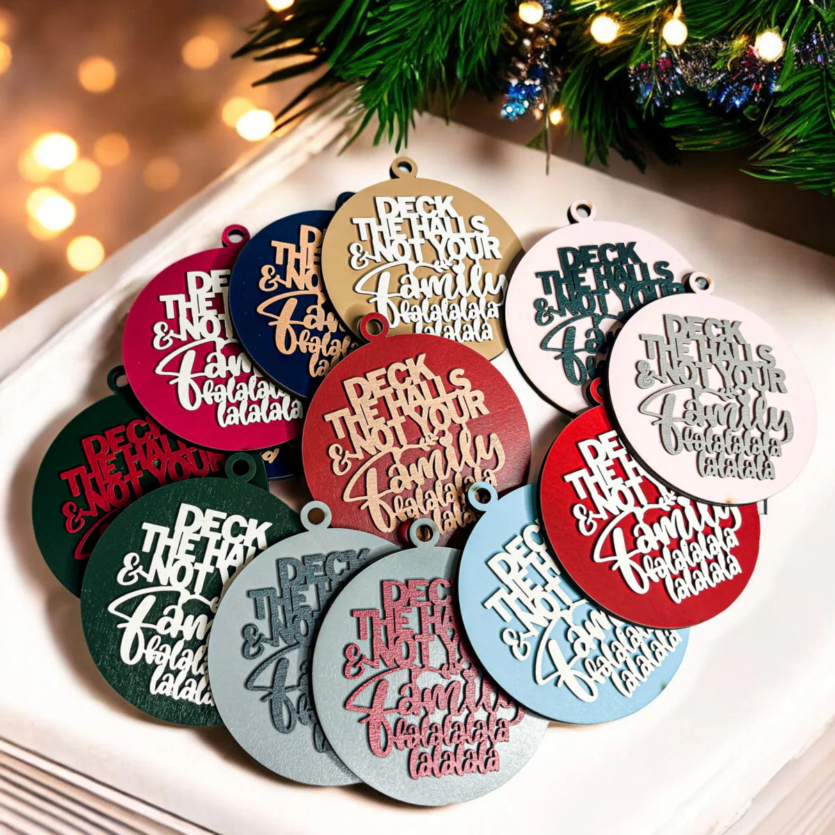 Imperfect Deck The Halls 3D Handcrafted Wooden Christmas Ornaments Set Limited Edition Hanging Decor - Image 9