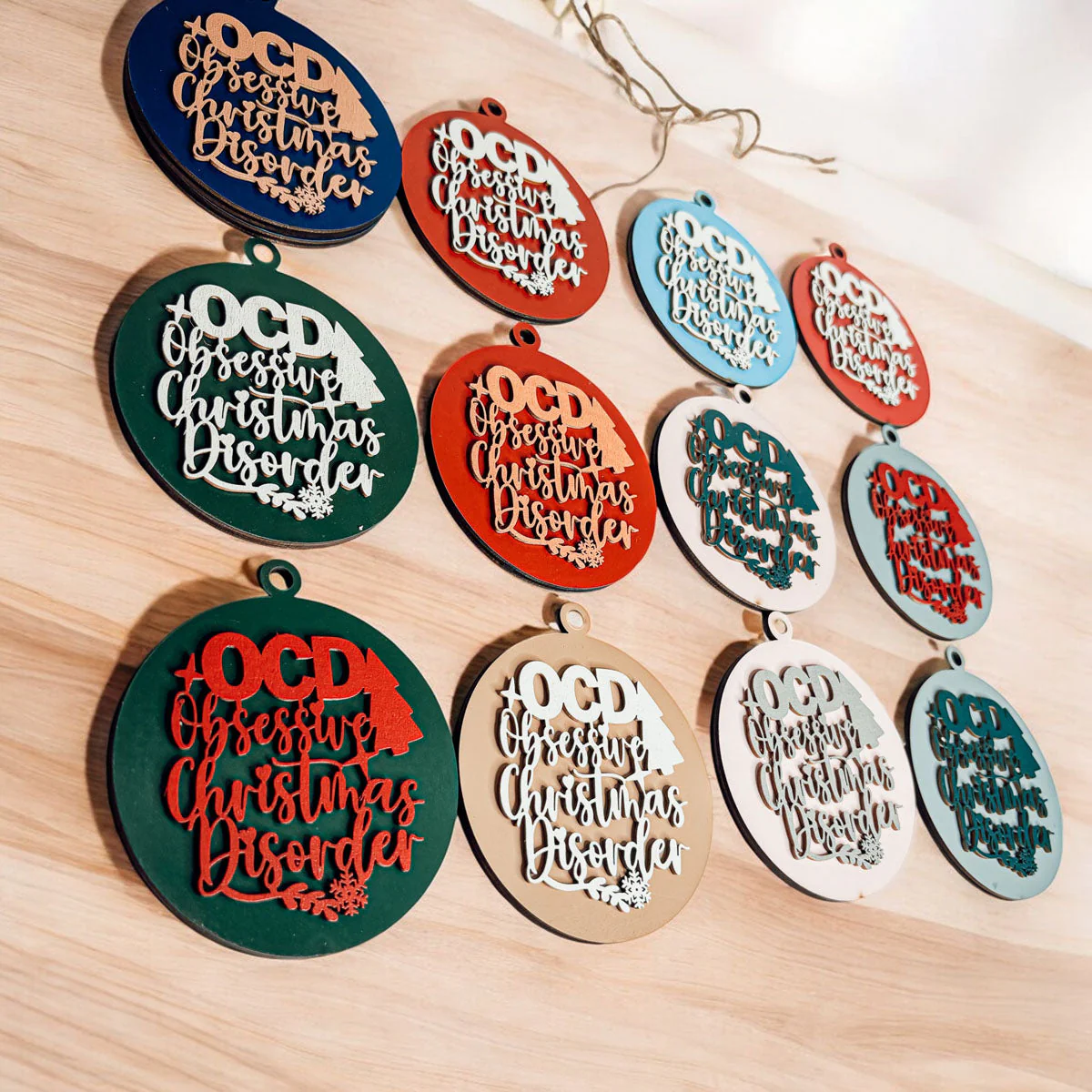 Handcrafted 3D Wooden Christmas Ornaments Imperfect OCD Style Limited Edition Tree Hanging Decor - Image 17