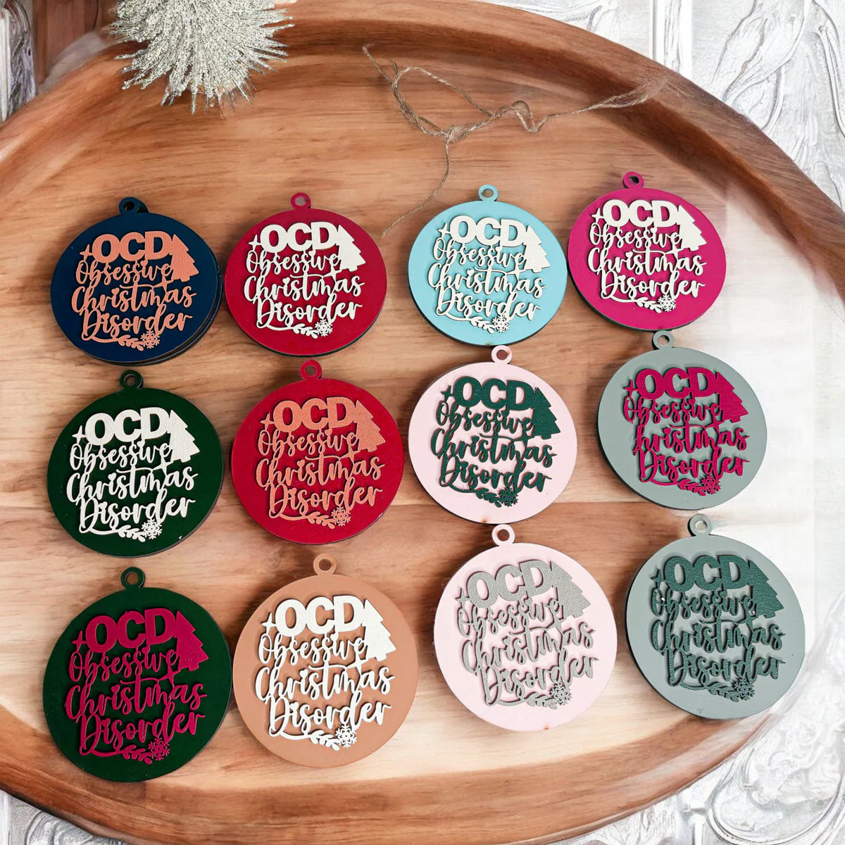 Handcrafted 3D Wooden Christmas Ornaments Imperfect OCD Style Limited Edition Tree Hanging Decor - Image 18