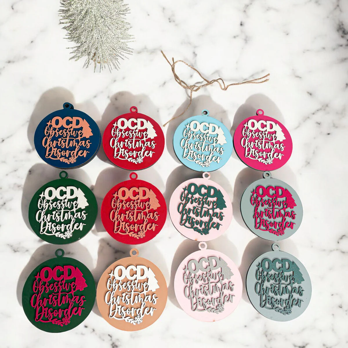 Handcrafted 3D Wooden Christmas Ornaments Imperfect OCD Style Limited Edition Tree Hanging Decor - Image 27