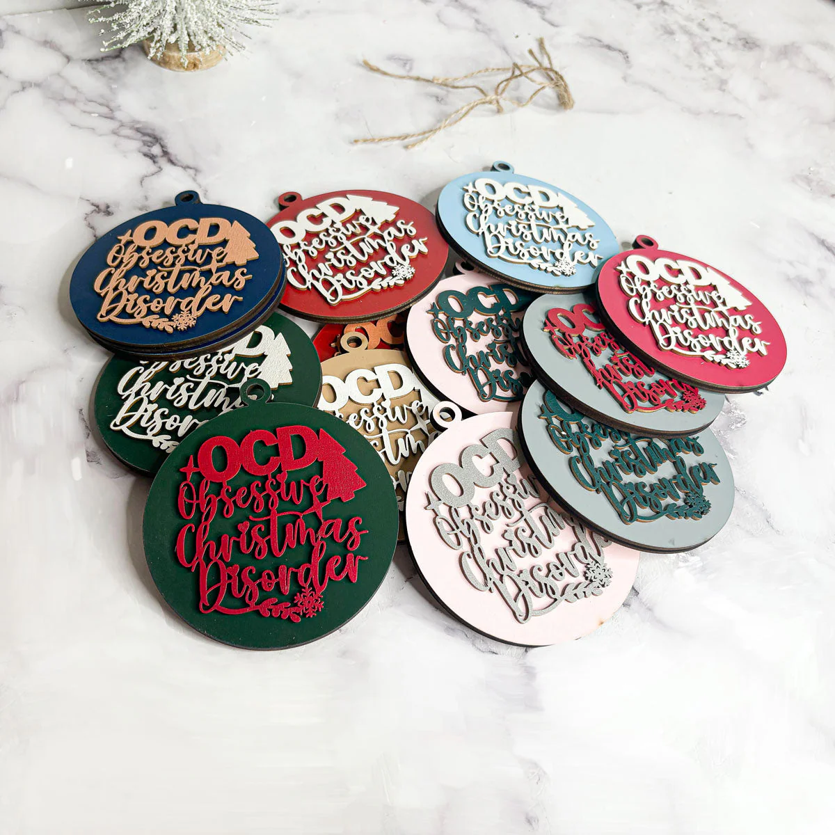 Handcrafted 3D Wooden Christmas Ornaments Imperfect OCD Style Limited Edition Tree Hanging Decor - Image 29