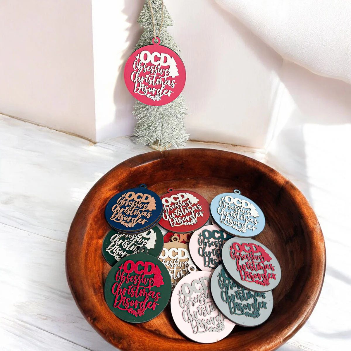 Handcrafted 3D Wooden Christmas Ornaments Imperfect OCD Style Limited Edition Tree Hanging Decor - Image 32