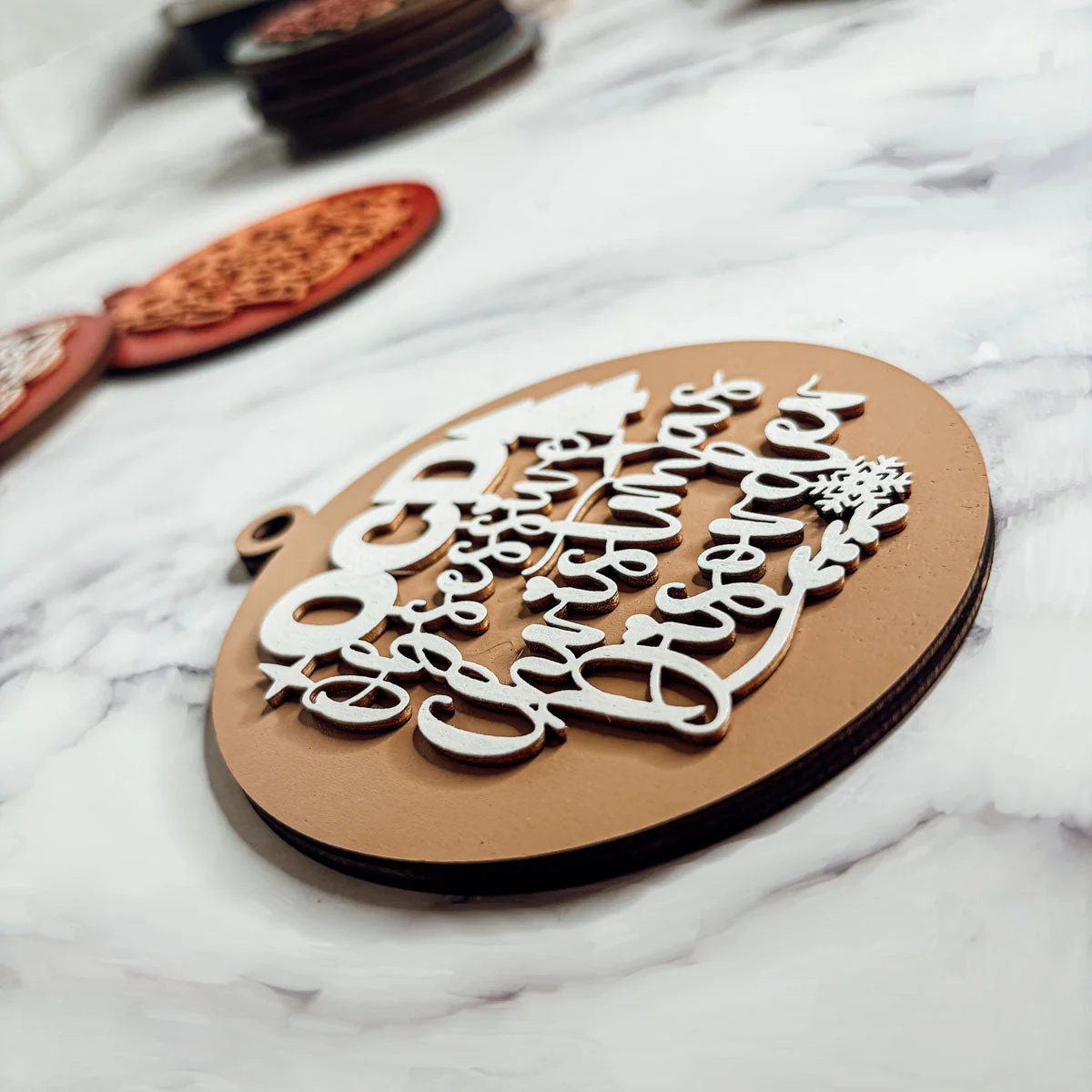 Handcrafted 3D Wooden Christmas Ornaments Imperfect OCD Style Limited Edition Tree Hanging Decor - Image 4