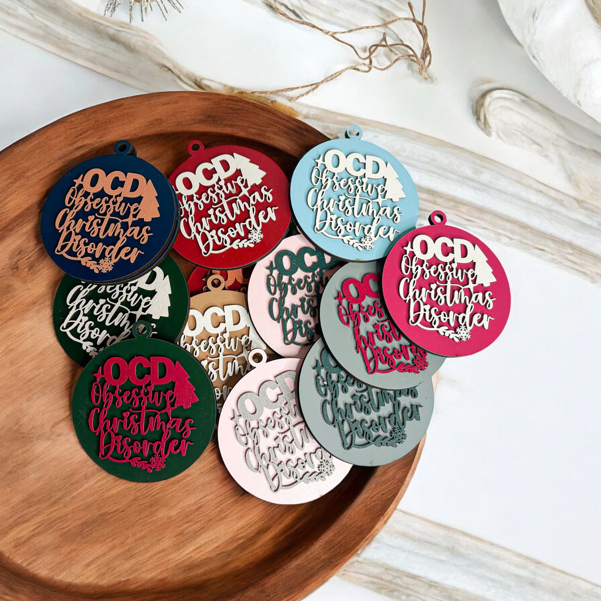 Handcrafted 3D Wooden Christmas Ornaments Imperfect OCD Style Limited Edition Tree Hanging Decor - Image 5