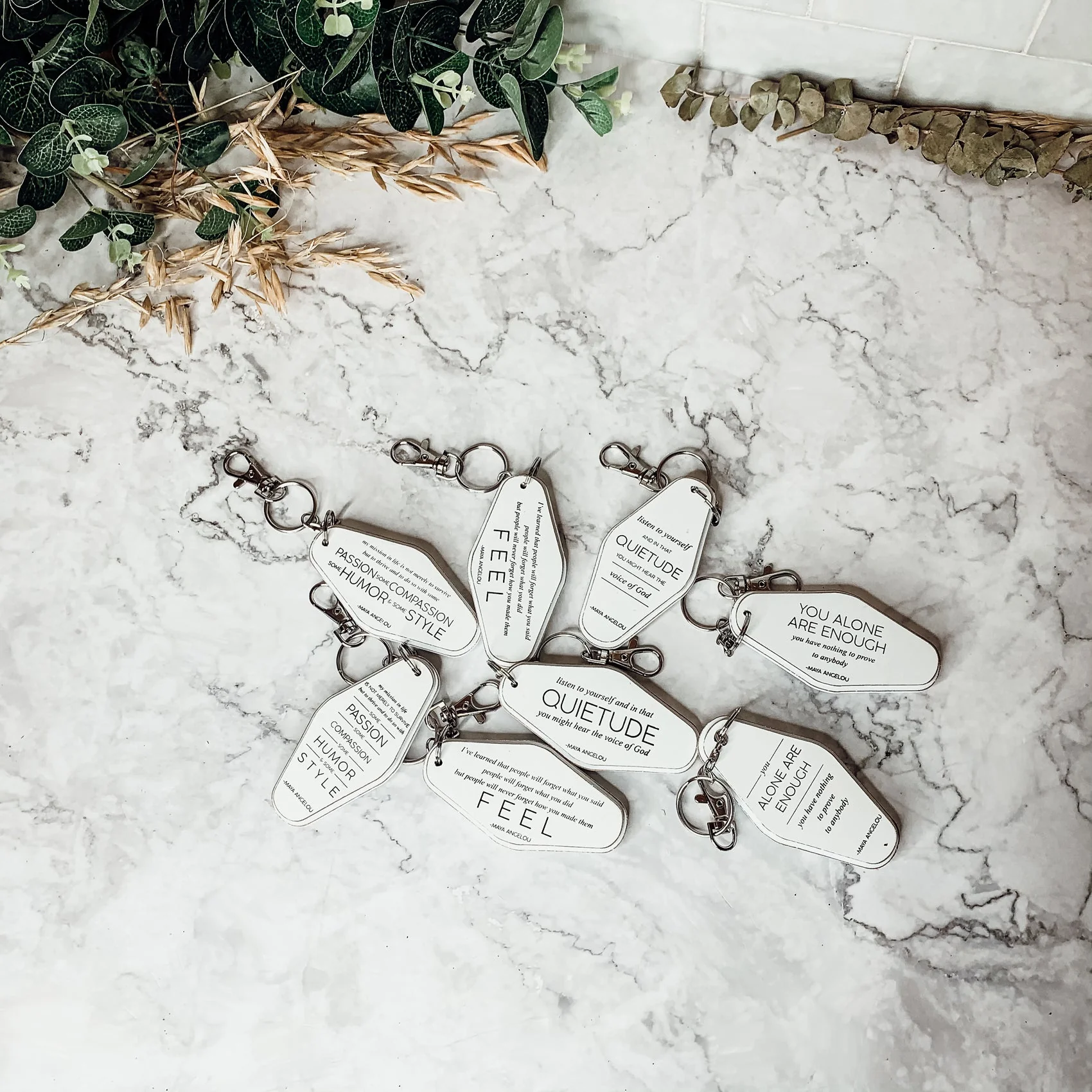 Wooden Inspirational Keychains Double Sided Engraved Motivational Messages Vertical Horizontal - Image 13