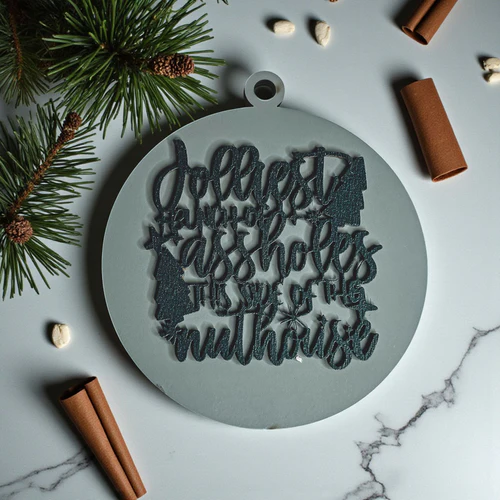 Funny Sarcastic Christmas Ornament Wooden Jolliest Bunch 12 Colors Holiday Gift - Image 8