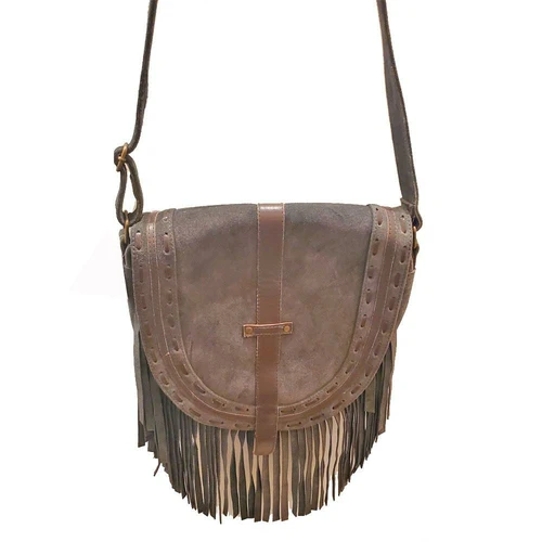 Leather Boho Fringe Suede Tassel Crossbody Bag Adjustable - Image 3