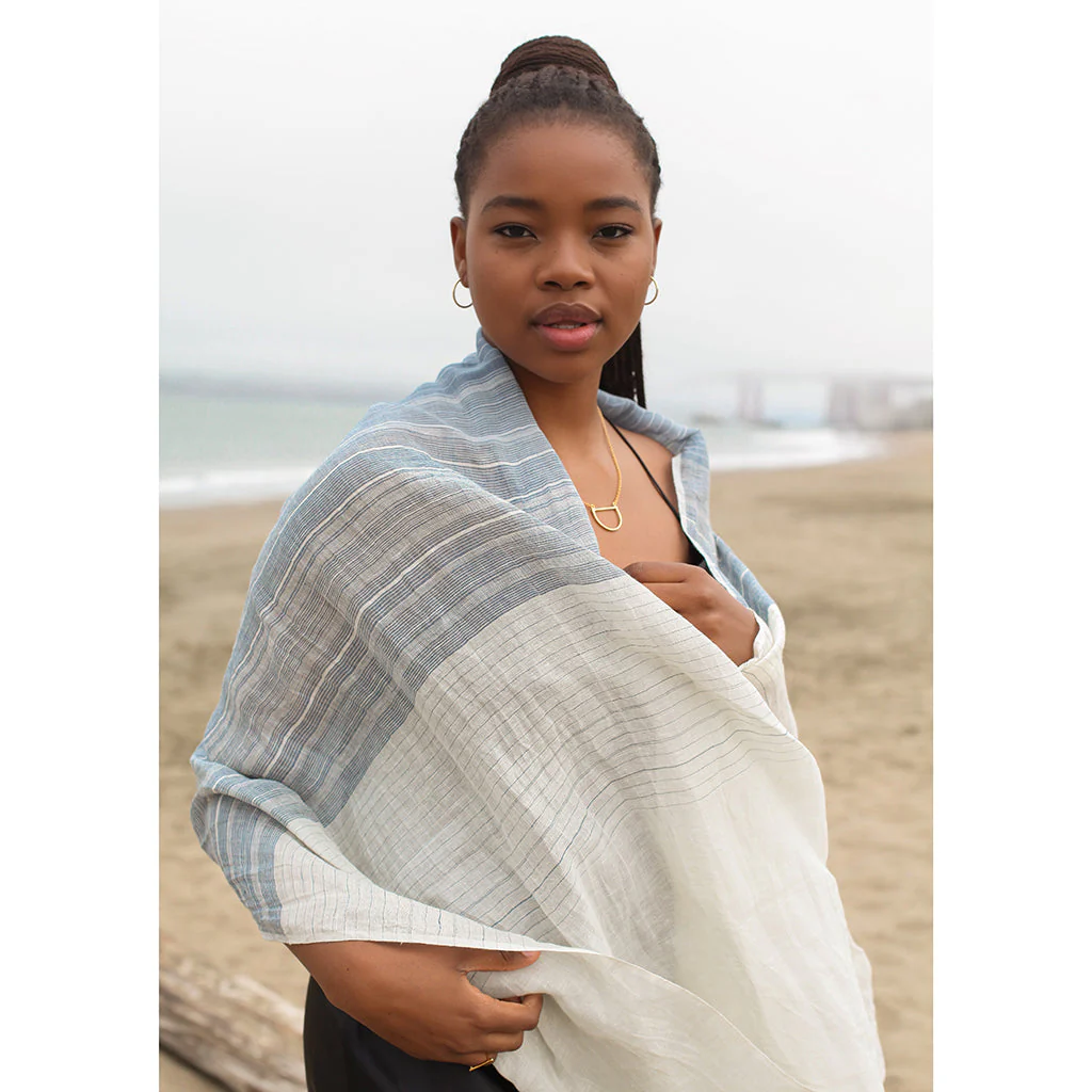 Linen Cotton Blend Wrap Scarf - Image 4