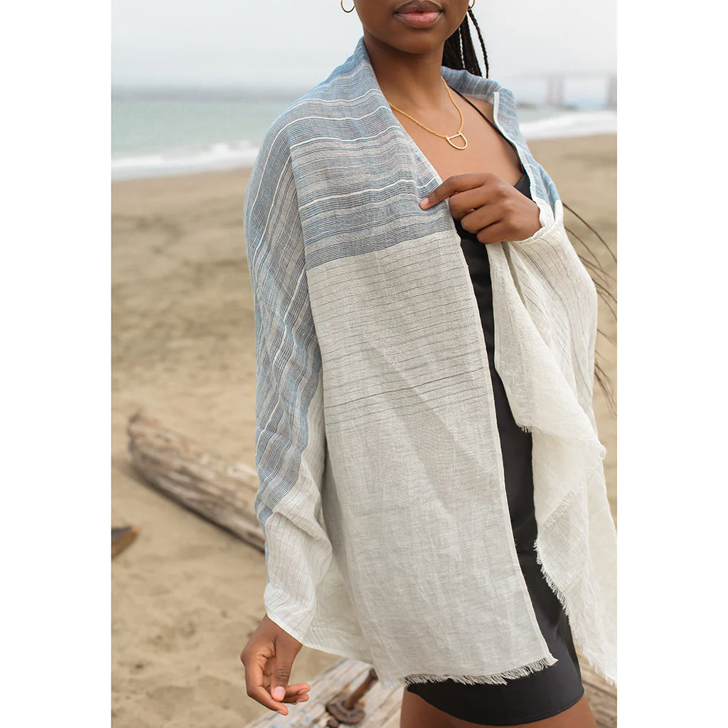 Linen Cotton Blend Wrap Scarf - Image 5