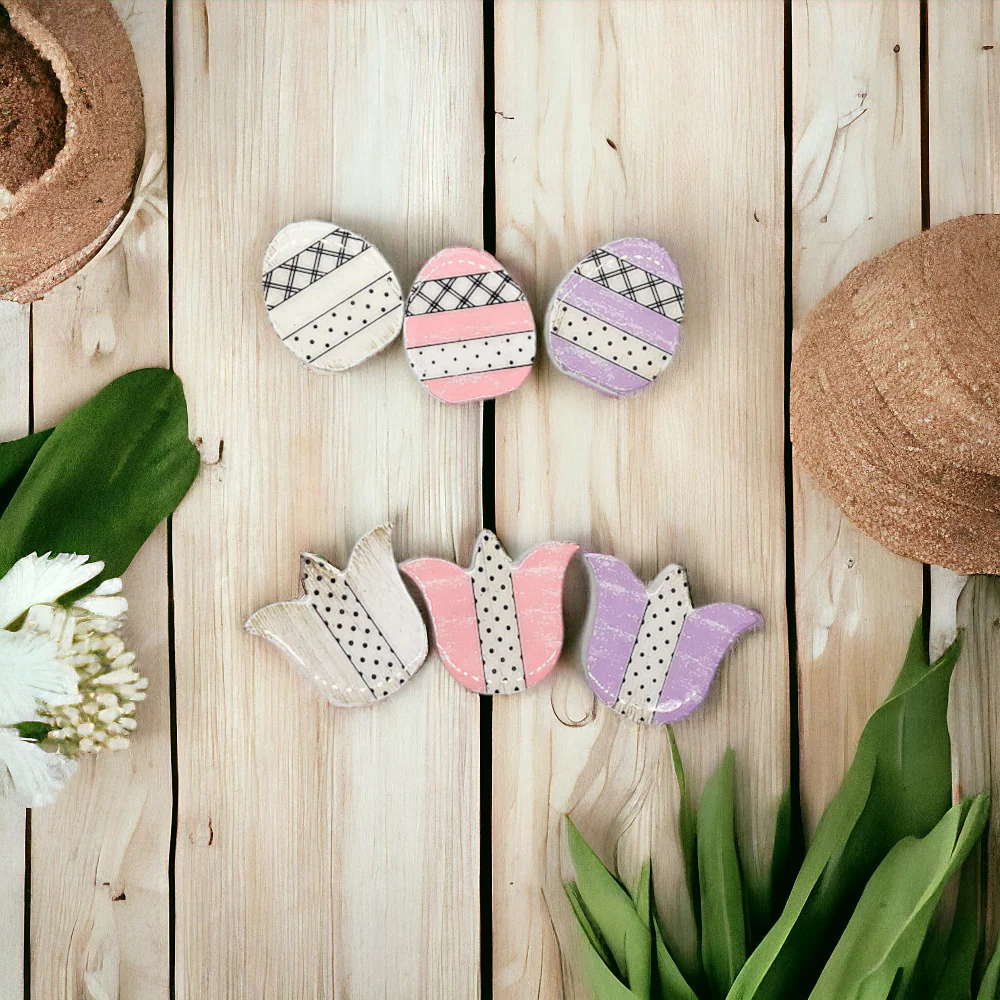 Handmade Wooden Magnetic Spring Magnets Set Of 3 Easter Egg Decorative Fridge Magnets - Image 13