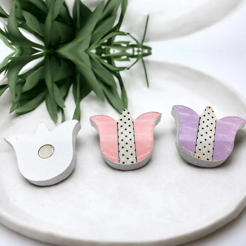 Handmade Wooden Magnetic Spring Magnets Set Of 3 Easter Egg Decorative Fridge Magnets - Image 17