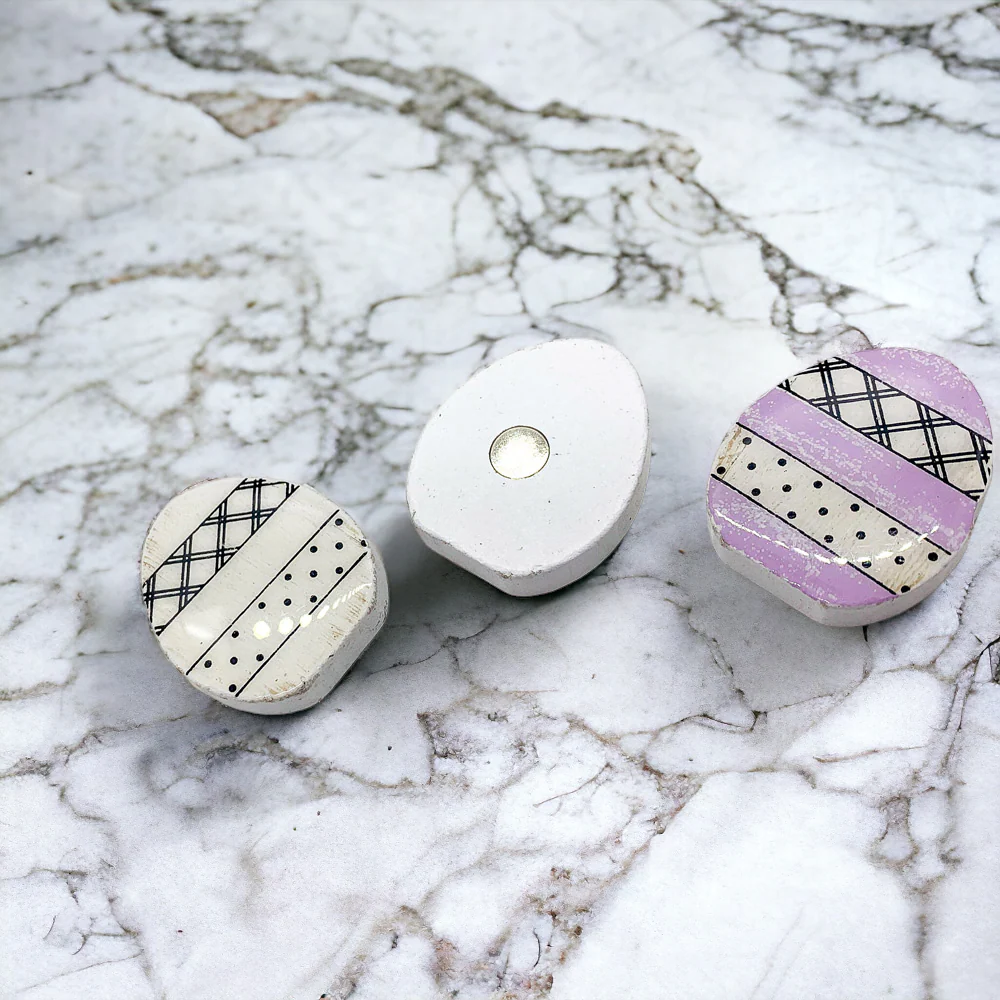 Handmade Wooden Magnetic Spring Magnets Set Of 3 Easter Egg Decorative Fridge Magnets - Image 4