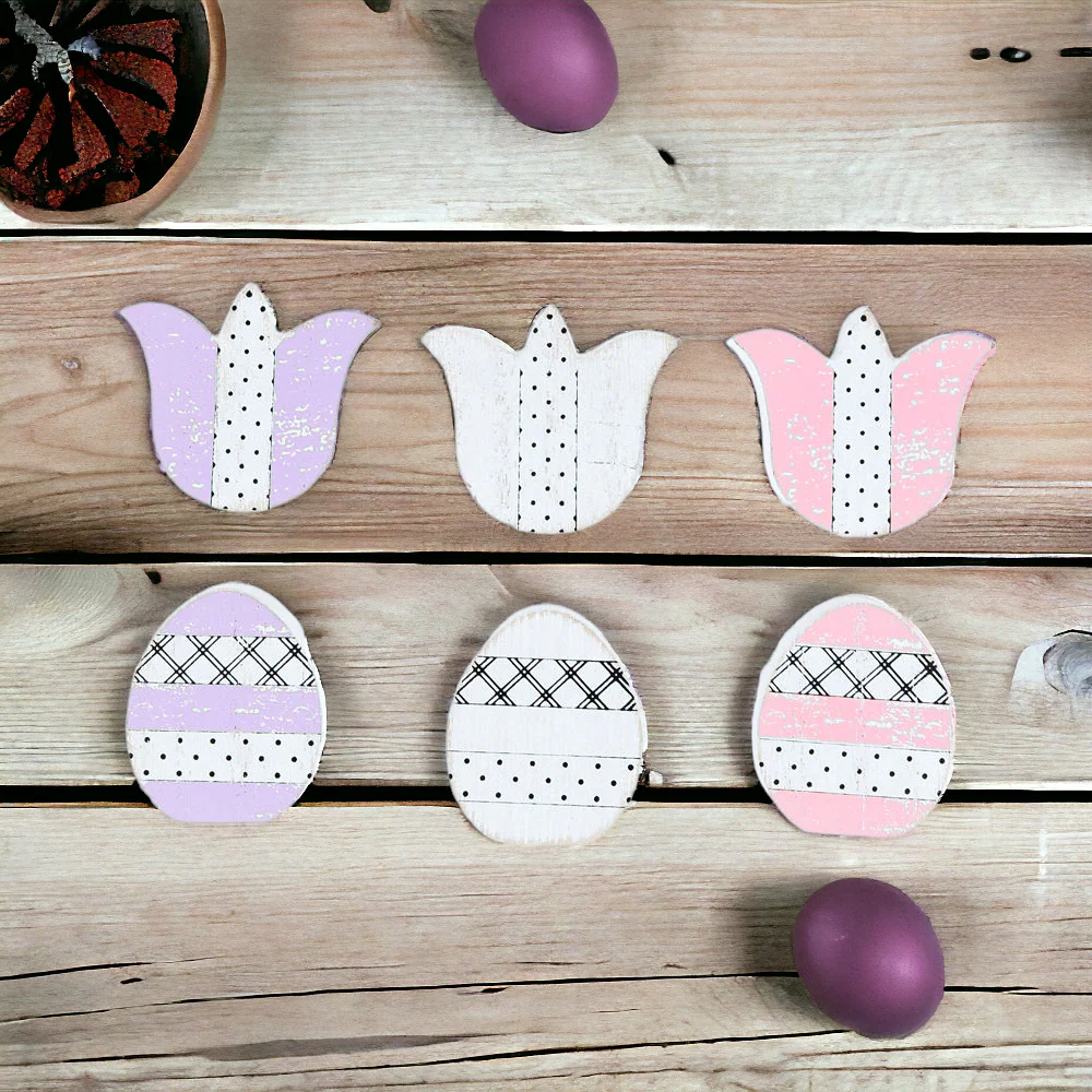 Handmade Wooden Magnetic Spring Magnets Set Of 3 Easter Egg Decorative Fridge Magnets - Image 5