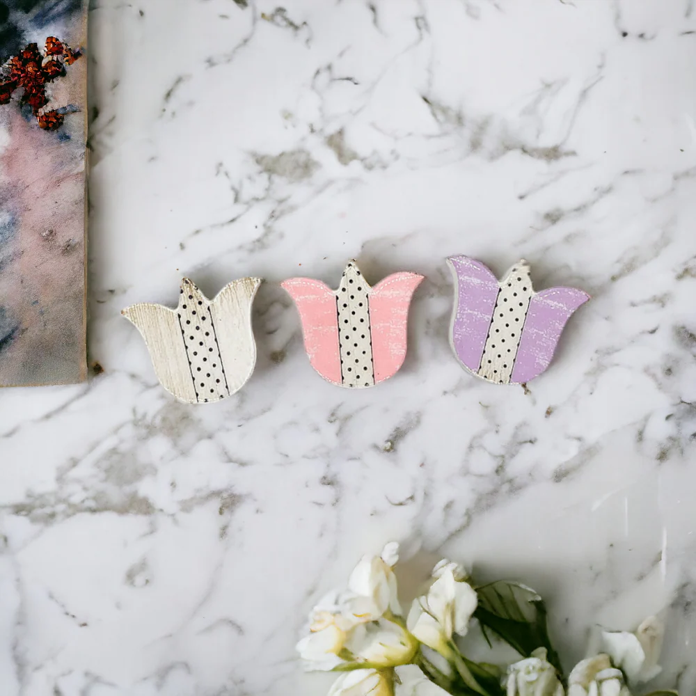 Handmade Wooden Magnetic Spring Magnets Set Of 3 Easter Egg Decorative Fridge Magnets - Image 8