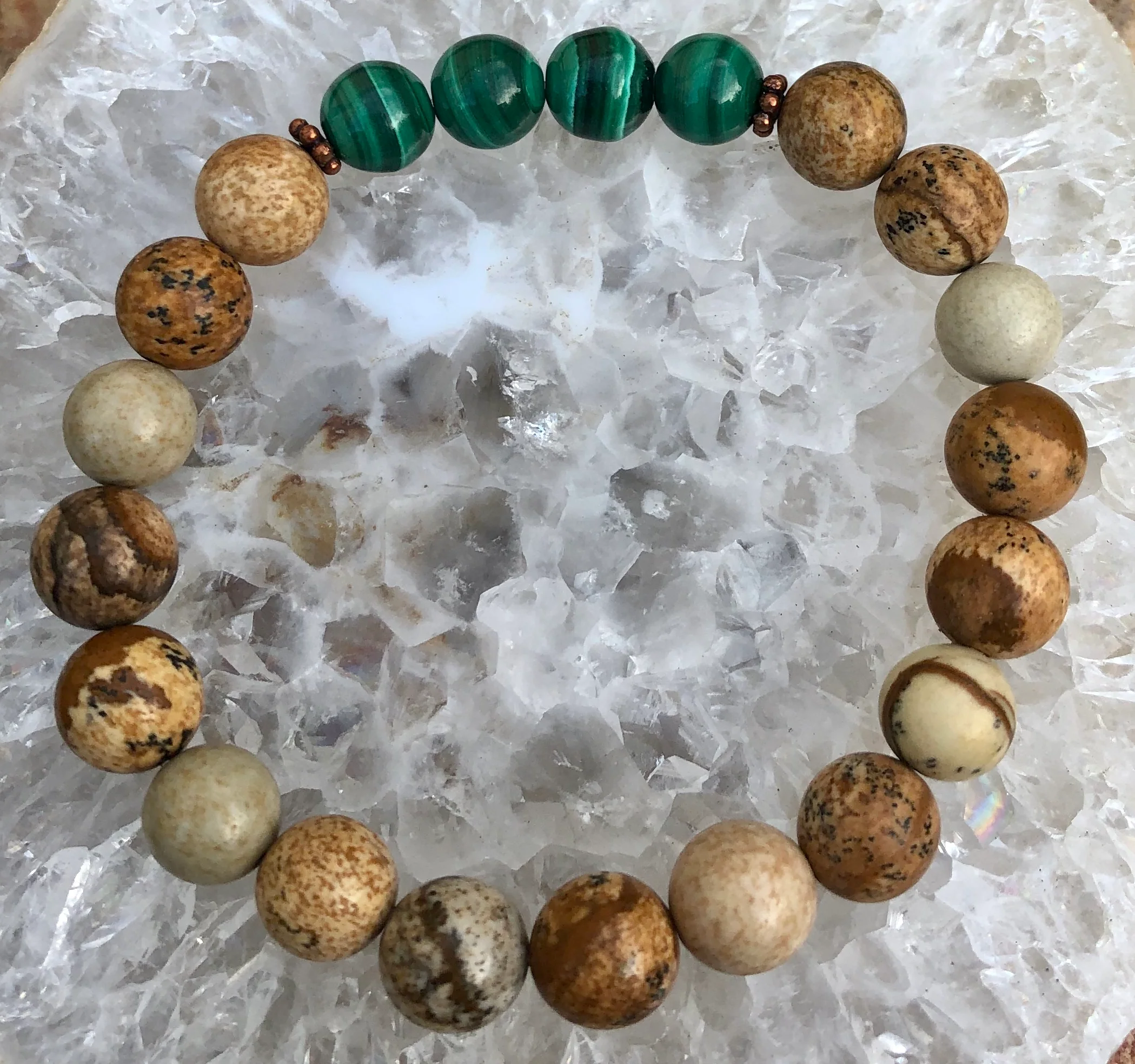 Malachite Picture Jasper Stretch Bracelet Natural Gem - Image 4