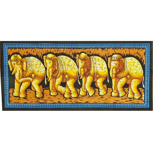 Elephant Herd Batik Wall Banner Table Runner Boho Cotton - Image 3