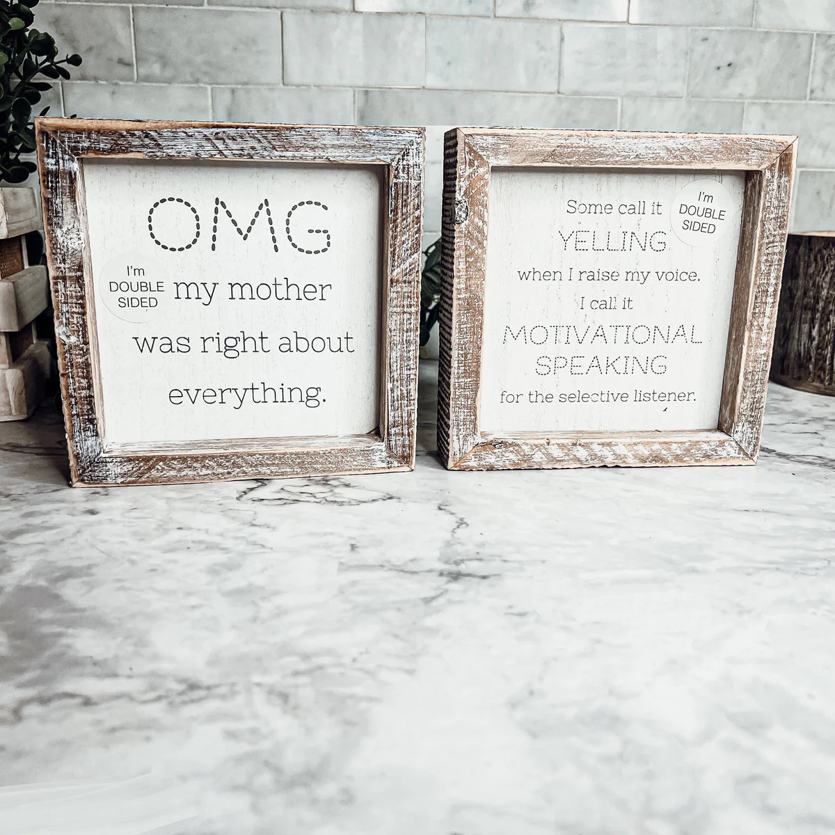 Funny Double Sided 6 Inch Wooden Mom Sign Desk Plaque Home Decor Gift For Mother - Image 10