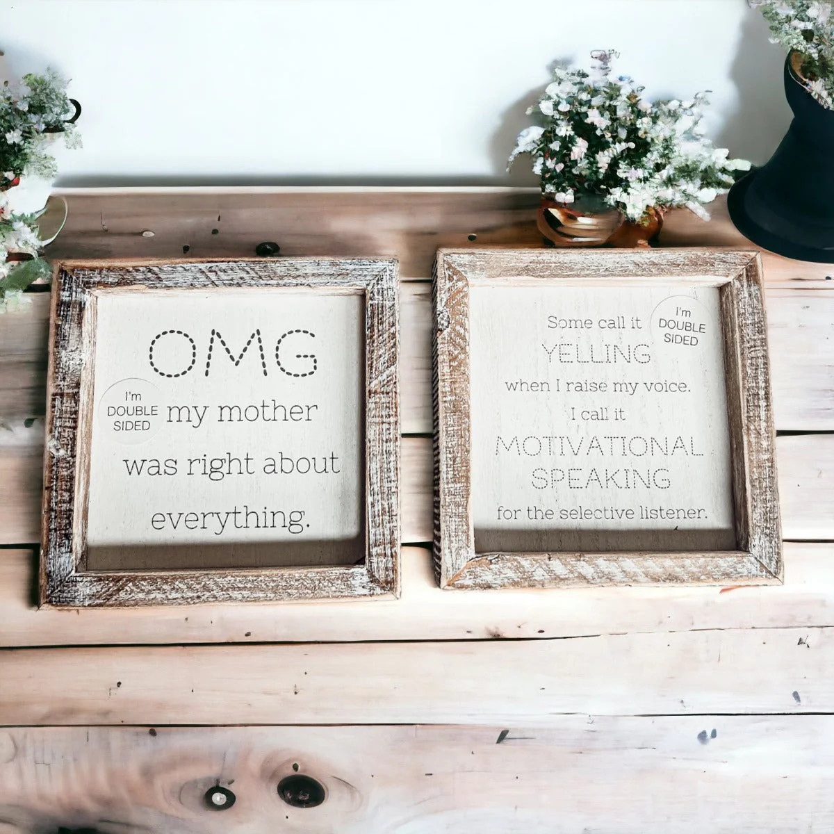 Funny Double Sided 6 Inch Wooden Mom Sign Desk Plaque Home Decor Gift For Mother - Image 6