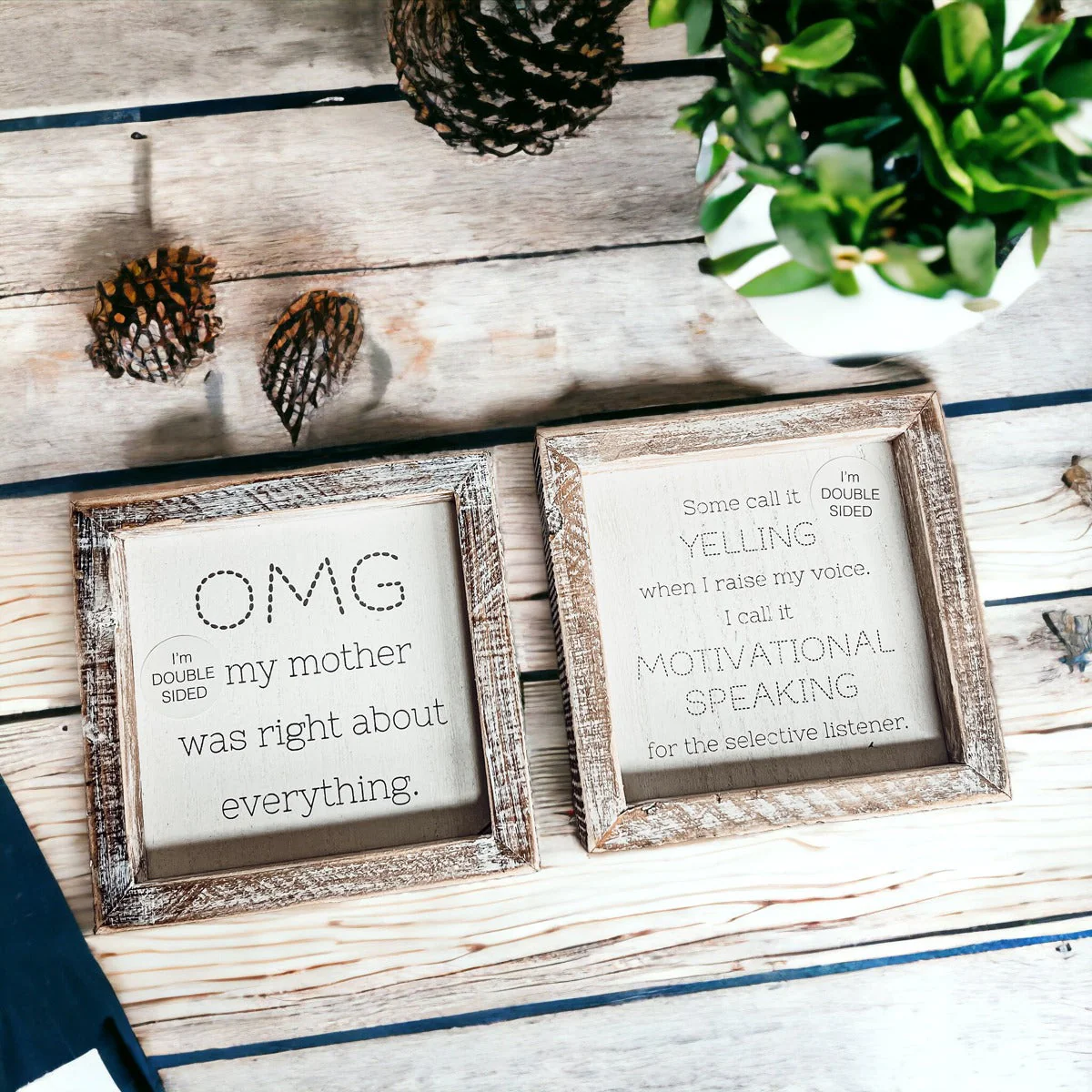 Funny Double Sided 6 Inch Wooden Mom Sign Desk Plaque Home Decor Gift For Mother - Image 7