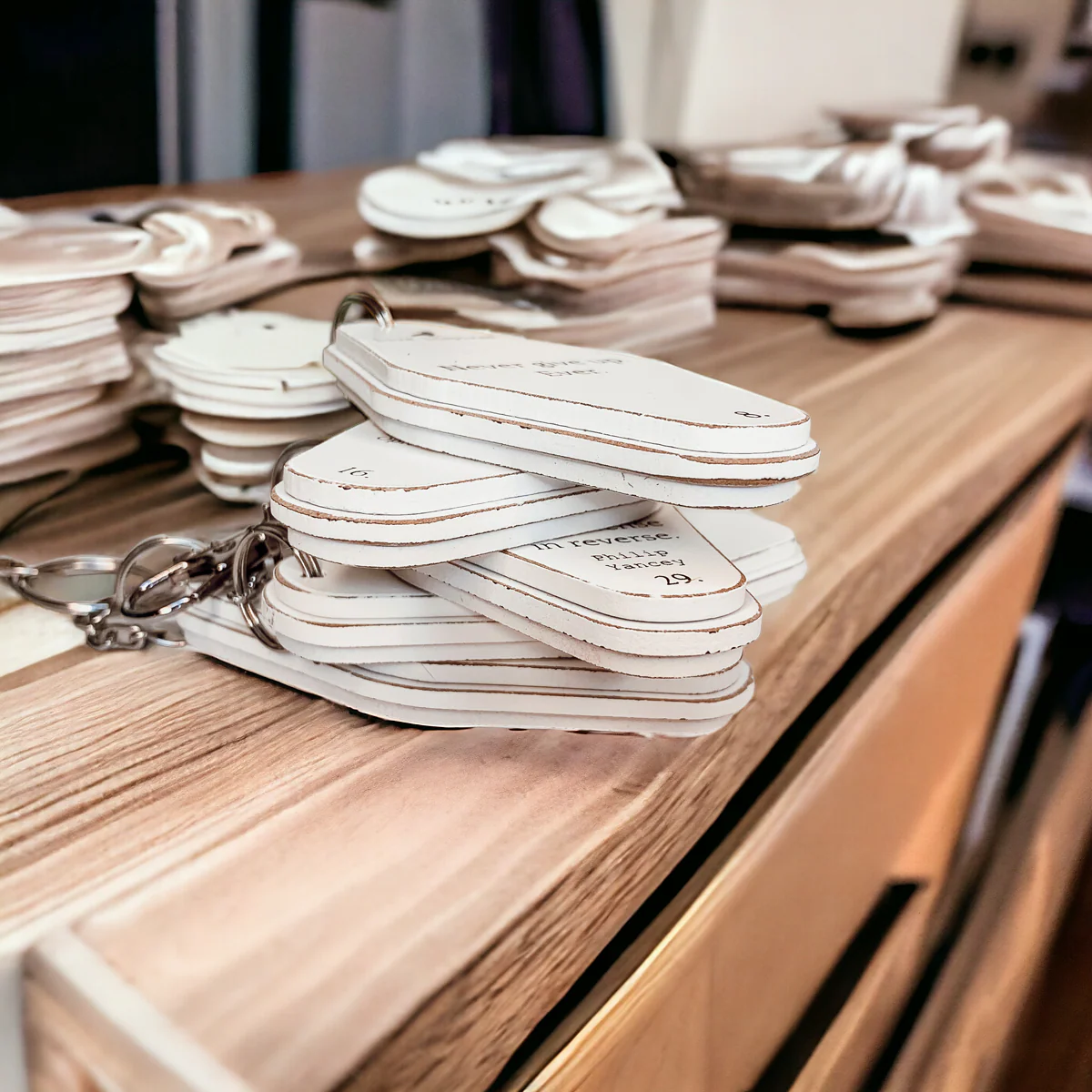 Wooden Inspirational Key Chains Reversible Heavy Duty Motivational Quotes Keyring Set 10 Plus Styles - Image 11