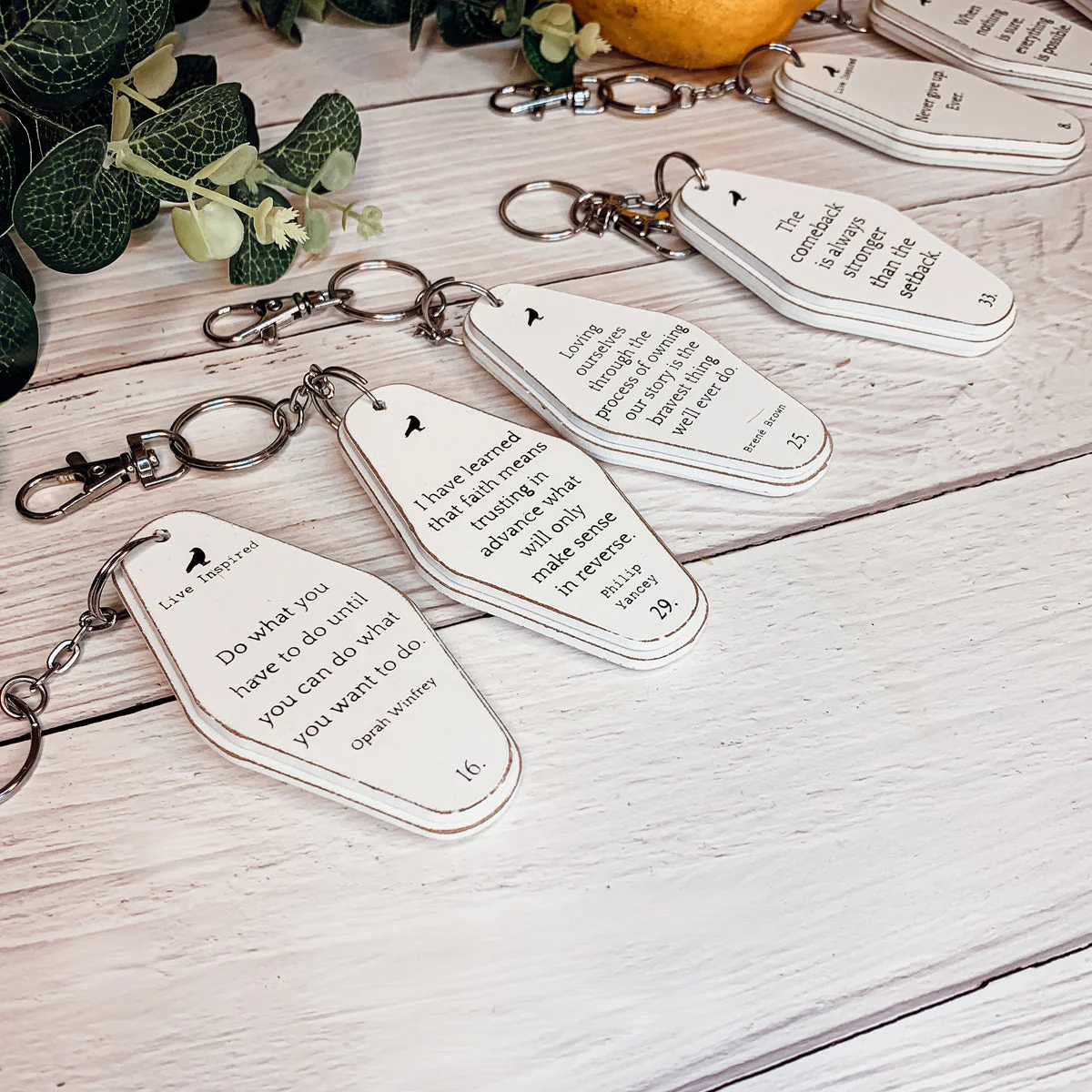 Wooden Inspirational Key Chains Reversible Heavy Duty Motivational Quotes Keyring Set 10 Plus Styles - Image 18