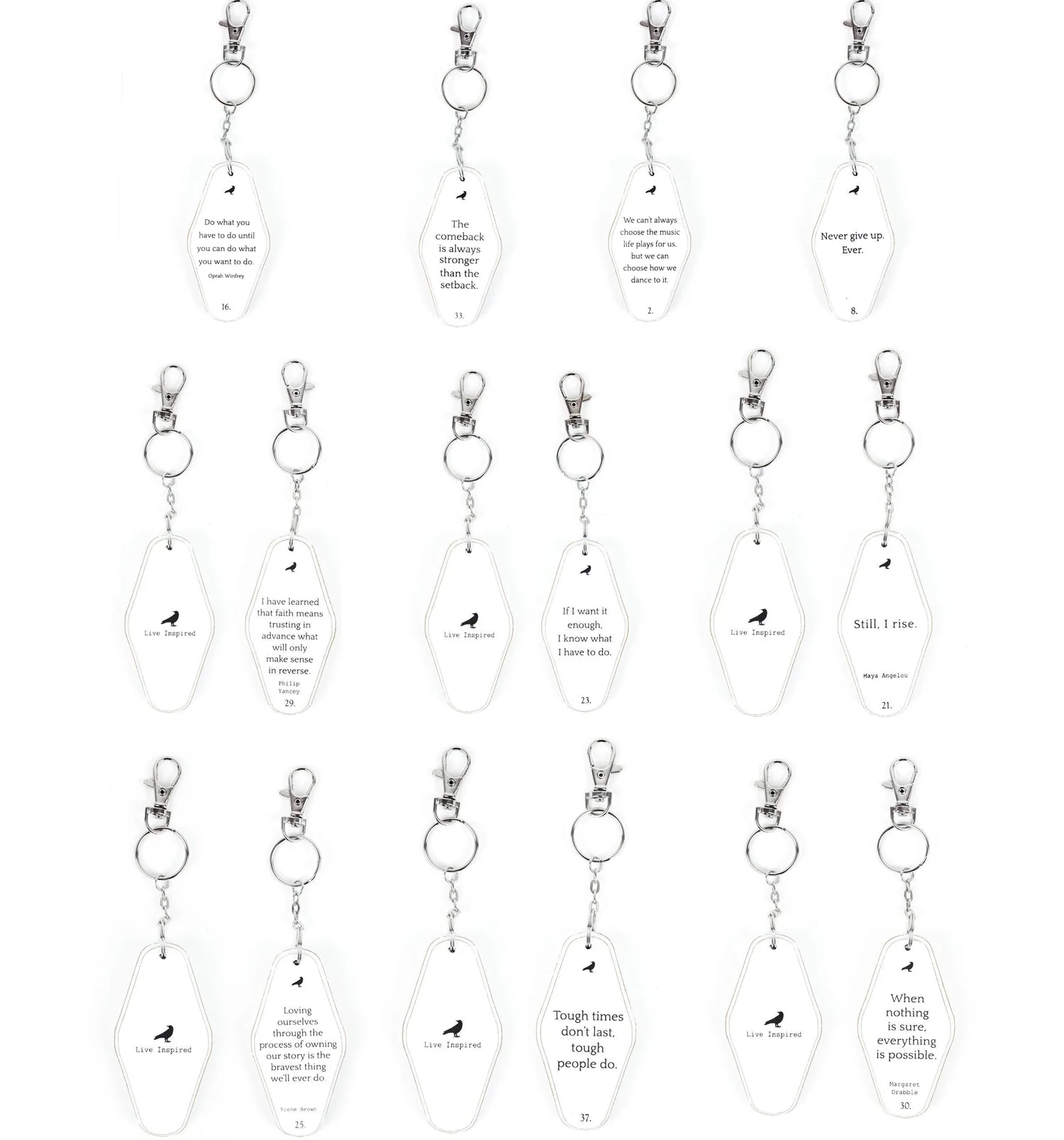 Wooden Inspirational Key Chains Reversible Heavy Duty Motivational Quotes Keyring Set 10 Plus Styles - Image 6