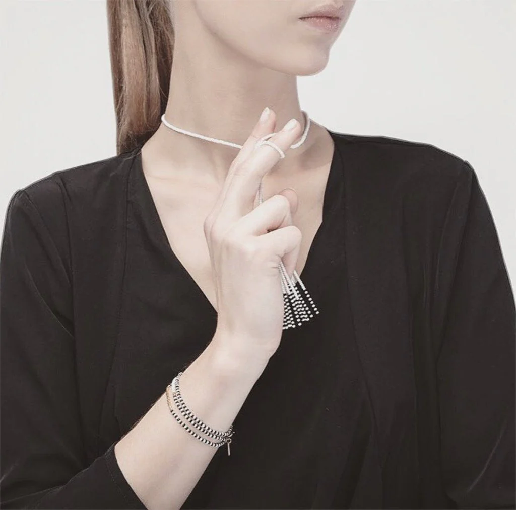 Porcupine Naibor Beaded Tassel Necklace 28in 24K Gold Glass Beads Boho - Image 4