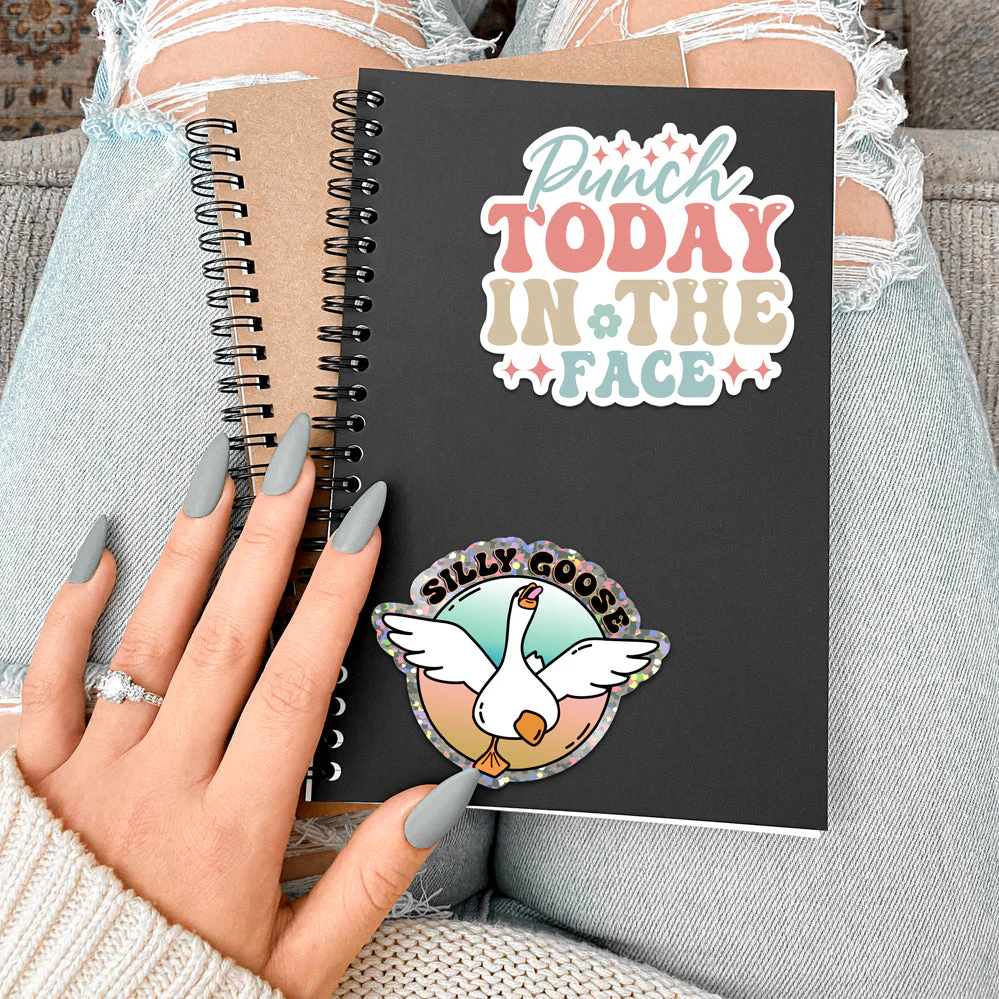 Glitter Die Cut Vinyl Sticker Silly Goose Waterproof Durable For Water Bottles Laptops Journals - Image 3