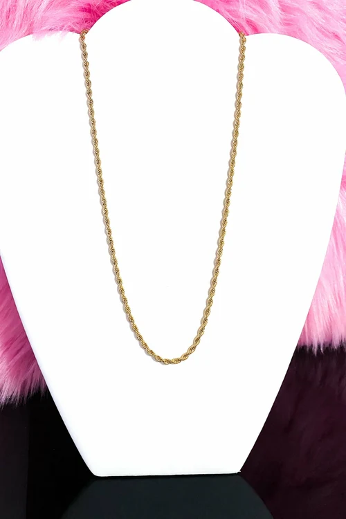 Gold Rope Chain Necklace 24 Inch Unisex Classic Everyday - Image 8