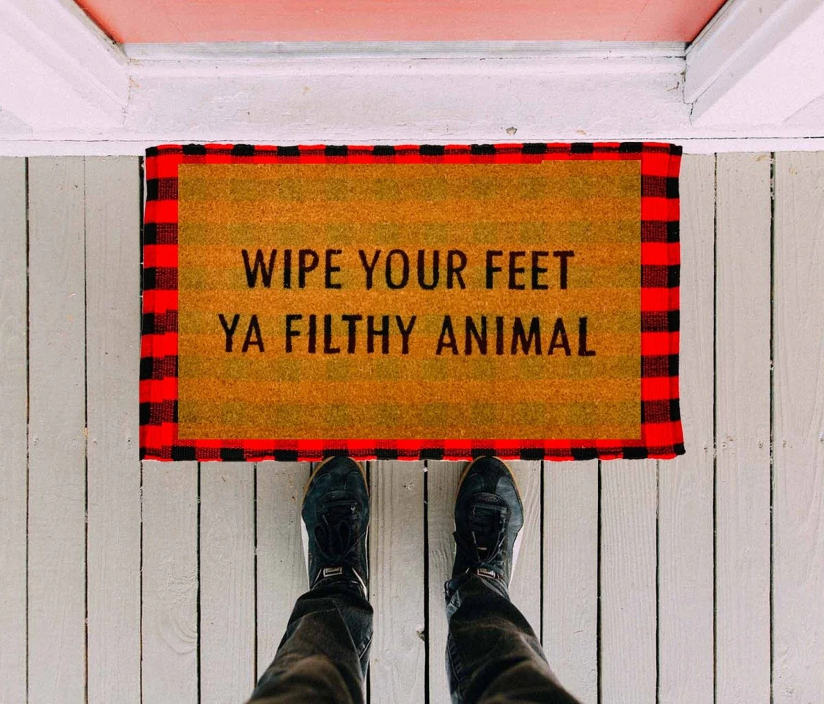 Wipe Your Feet Funny Doormat Outdoor Welcome Mat Quote Rug For Porch - Image 4