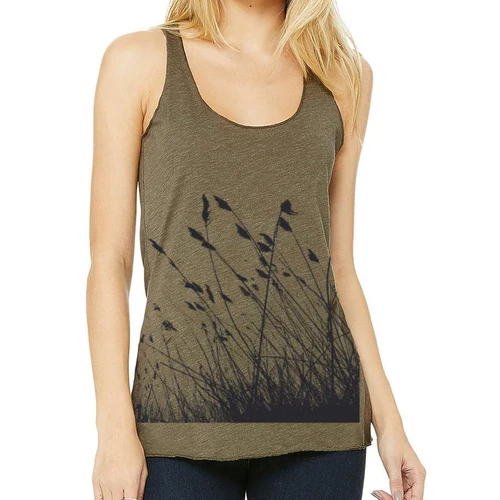 Womens Nature Print Racerback Tank Top Heathered Scoop Neck - Image 6