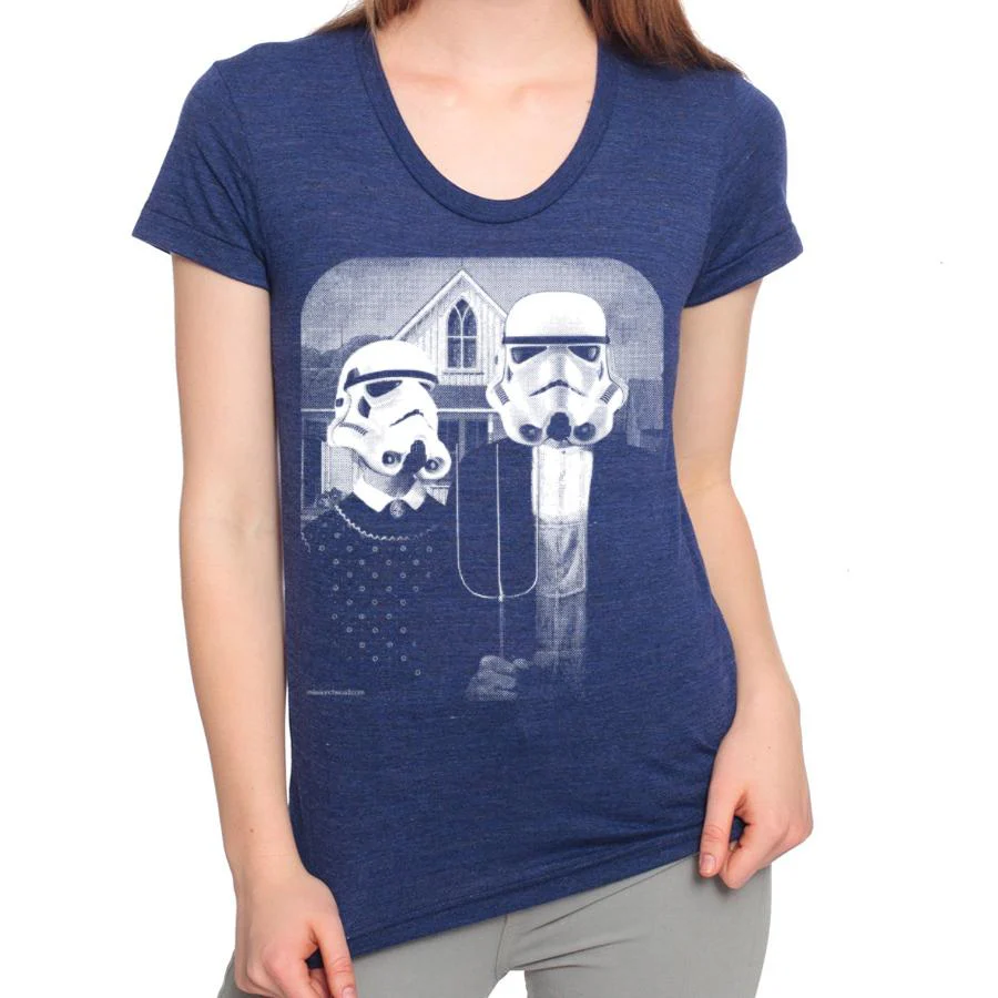 Stormtrooper American Gothic Womens Graphic Tee Shirt - Image 3